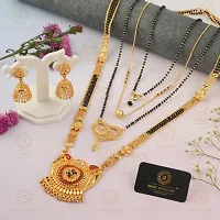 Stylish Brass Jewellery Set For Women- 4 Mangalsutras, 1 Pair Earrings-thumb1