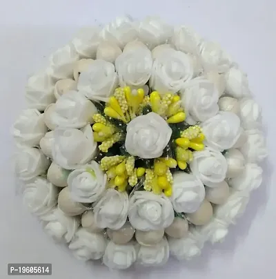 Ruchi Artificial New Flower Bun / Gajra Juda/Accessories Bun For Women Girls Color-White Pack-01