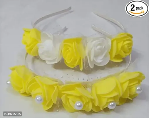 Flower Rose Flower Headband Crown Hairband Floral Wreath Garland Bridal Wedding Headpiece Hair Hoop For Woman And Girls - Pack Of 2