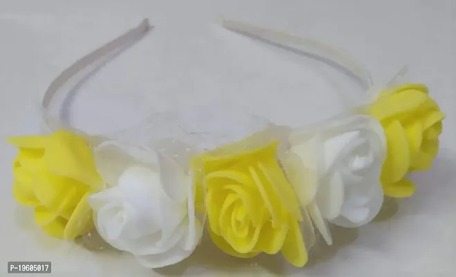 Ruchi Yellow/White Rose Hair Band / Hair Tiara Designed Hair Band Accessories for Women /Girls (Pack-01)