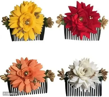 Ruchi?Hair Accessories Floral Clip Side Comb Juda Pin for Women and Girls (Pack-04) Color-Multi