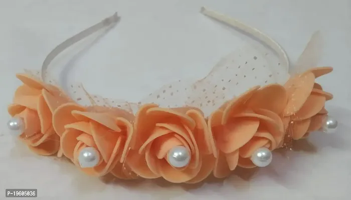 Ruchi Peach Rose Hair Band / Hair Tiara Designed Hair Band Accessories for Women /Girls (Pack-01)