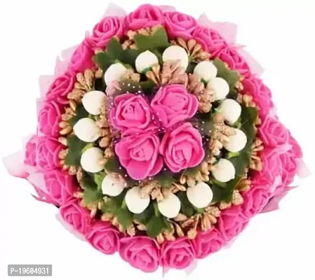 Ruchi Rose Flower Bun Juda Maker Flower Gajra Hair Accessories For Women and Girls, Pink