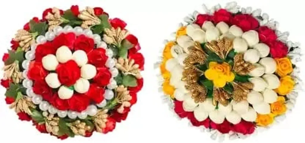 Ruchi Artificial Flower Bun Juda Flower Gajra Hair Accessories For Women and Girls Color (Pack of 02)