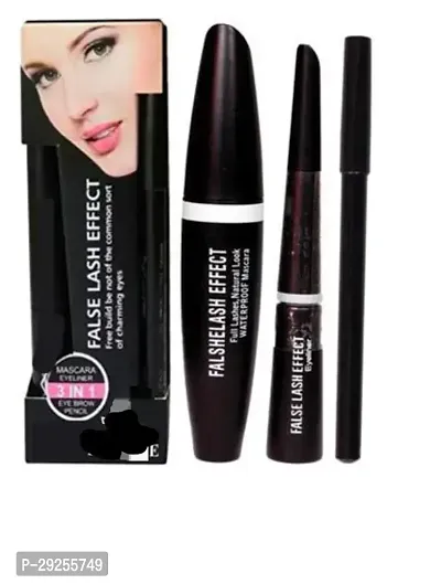 Combo of 3 in1 Eyeliner, Mascara and Eyebrow pencil, Complete Eye makeup combo (Pack of 3)-thumb0