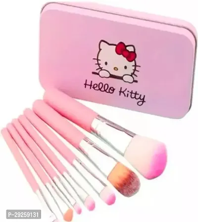 7 makeup brushes of Hello kitty with metal case (Pack of 7)-thumb0