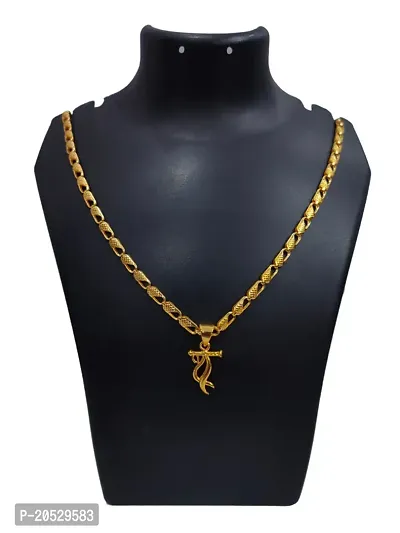 Stylish Fancy Designer Alloy Golden Agate Chain With Pendant For Men-thumb0