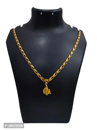 Stylish Fancy Designer Alloy Golden Agate Chain With Pendant For Men-thumb0