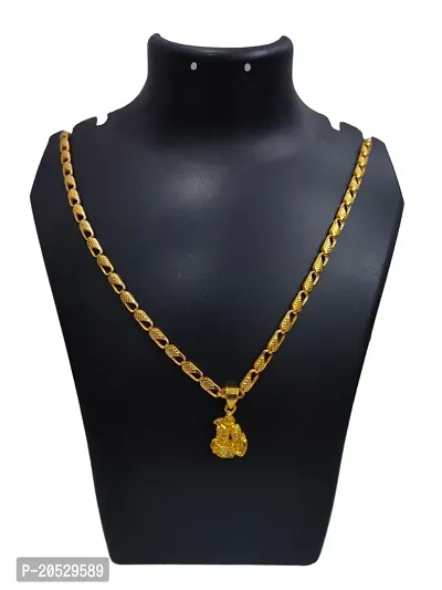 Stylish Fancy Designer Alloy Golden Agate Chain With Pendant For Men