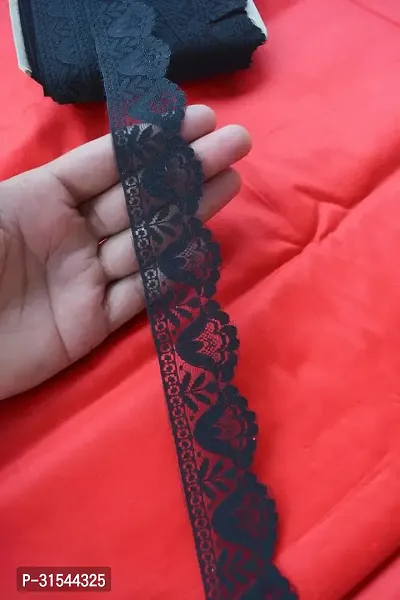 MODERN HUB Black Nylon Lace and Border Material Lace Trim for Sewing  Bridal Dress  Suits  DIY Projects  Clothing Accessories   10 Meters  Width : 2 cm-thumb0