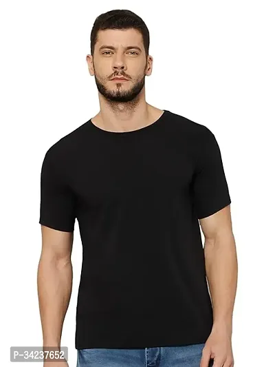 Reliable Polyester Solid Round Neck Tees For Men-thumb0