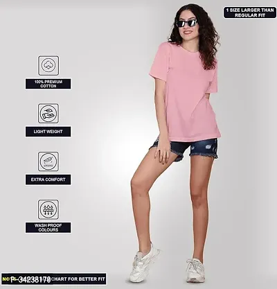 Elegant Cotton Solid T-Shirts For Women And Girls-thumb0