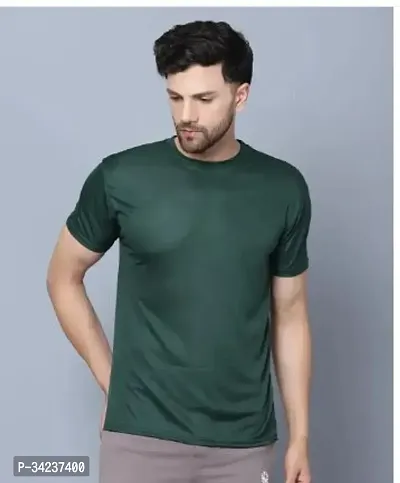 Reliable Polyester Solid Round Neck Tees For Men-thumb0