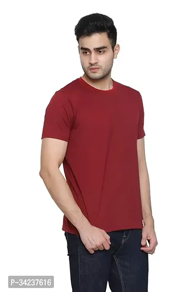 Reliable Polyester Solid Round Neck Tees For Men-thumb0