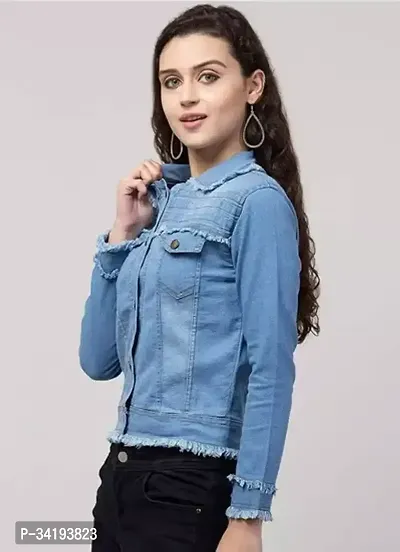 Stylish Blue Denim Jacket For Women-thumb0