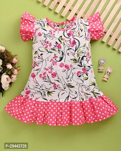 Stylish Pink Cotton Blend Dress For Girls-thumb0