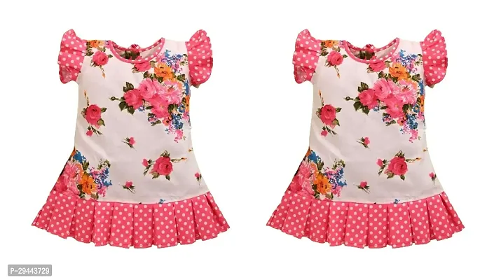 Stylish Pink Cotton Blend Dress For Girls Pack Of 2-thumb0