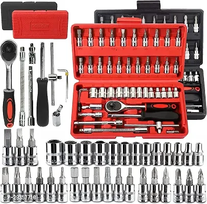 SKC TOOL KIT 46 Pieces 1/4 Inch Drive Industrial Grade Socket Ratchet  ( pack of 1 )