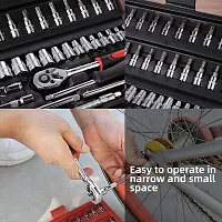46 in 1 Tool Kit  1/4 inch Screwdriver wrench set for Multi Purpose Combination Tool Case Extension Bar and Adapter for Bike Car 46 Pieces Socket Set-thumb2