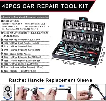 46 in 1 Tool Kit  1/4 inch Screwdriver wrench set for Multi Purpose Combination Tool Case Extension Bar and Adapter for Bike Car 46 Pieces Socket Set-thumb3