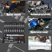 46 in 1 Tool Kit  1/4 inch Screwdriver wrench set for Multi Purpose Combination Tool Case Extension Bar and Adapter for Bike Car 46 Pieces Socket Set-thumb1