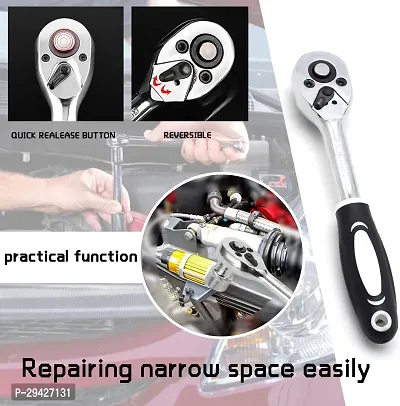 46 Pieces Socket Wrench Set With 1/4 Inch Drive Mechanic Tools Kit Metric And Extension Bar For Auto  Bicycle Repairing-thumb2