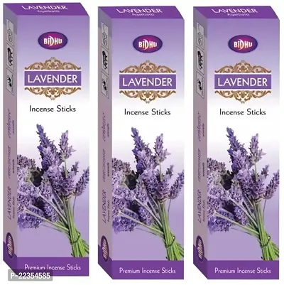 Bidhu Lavender Agarbatti,Premium Lavender Incense Sticks - Set 3 (240 Sticks)