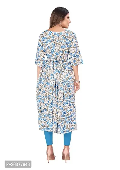 Manas Ethnic Women's Printed Cotton Regular Fit 3/4 Sleeve Lightweight Casual Wear Feeding Kurti (B_1095)-thumb3