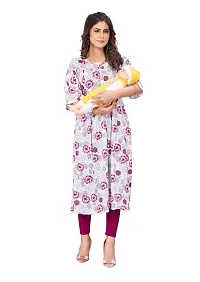 Manas Ethnic Women's Printed Cotton Regular Fit 3/4 Sleeve Lightweight Casual Wear Feeding Kurti (B_1094)-thumb2