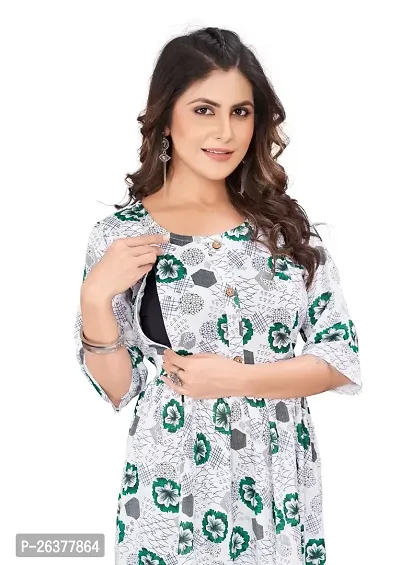 Manas Ethnic Women's Printed Cotton Regular Fit 3/4 Sleeve Lightweight Casual Wear Feeding Kurti (B_1094)-thumb3