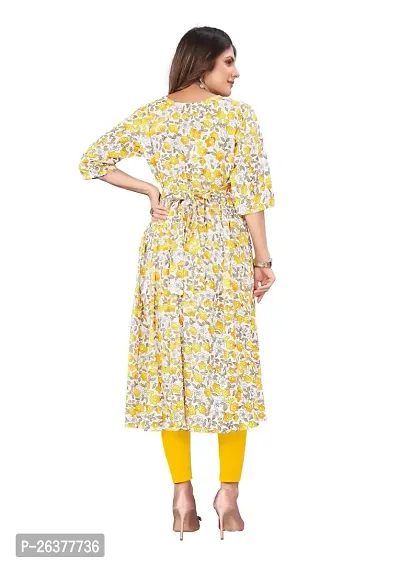 Manas Ethnic Women's Printed Cotton Regular Fit 3/4 Sleeve Lightweight Casual Wear Feeding Kurti (B_1095)-thumb3