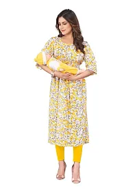 Manas Ethnic Women's Printed Cotton Regular Fit 3/4 Sleeve Lightweight Casual Wear Feeding Kurti (B_1095)-thumb4