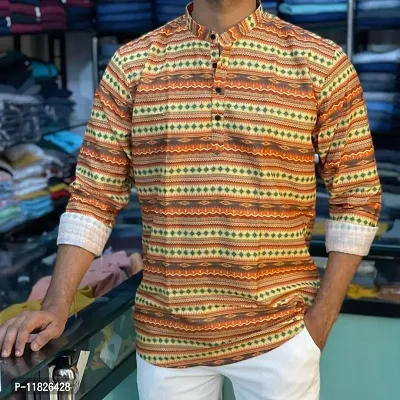 Stylish Printed Cotton Blend Casual Shirt For Men