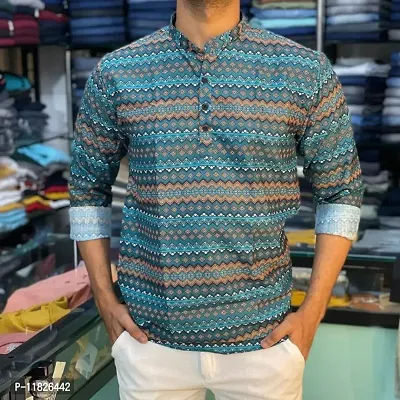 Stylish Printed Cotton Blend Casual Shirt For Men