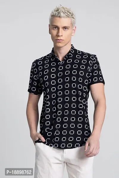 Black Men Printed Shirts cotton blended-thumb2