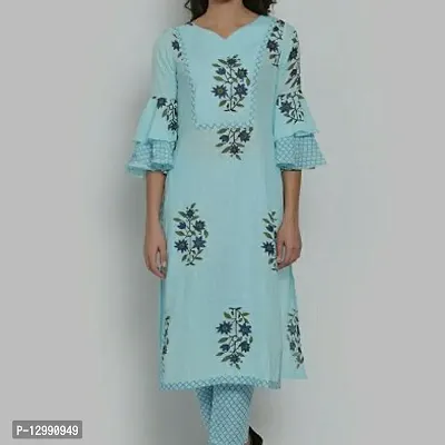 Stylish Fancy Cotton Kurta With Bottom Wear Set For Women-thumb0