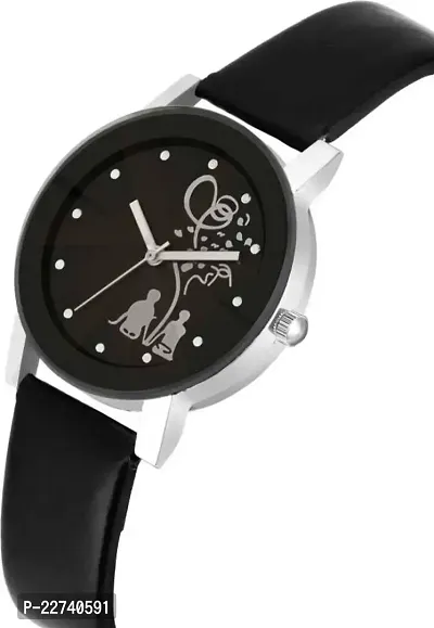 Stylish Black Synthetic Leather Analog Watches For Women Bracelet And Watch Combo-thumb4