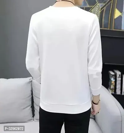 Stylish Printed Men Round Neck White T-Shirt-thumb2