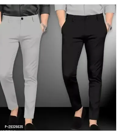 Stylish Lycra Trouser Pant For Men Pack Of 2-thumb0