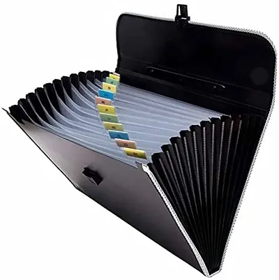 Classic File Folder File Organizer With Handle And Lock Set With 13 Pockets