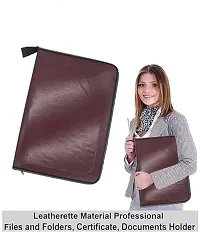 Bluedeal PU Leather Multipurpose 24 File Sleeve to Store A4 Professional Files Store Certificate, Legal Size Documents for Home, Office, School 24 File Sleeve A4 - Maroon-thumb2