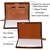 Bluedeal  A4 PU Leather Multipurpose Professional Files and Folders , Legal Size Documents Holder for Home, Office, School Document Bag Executive File Legal Size Documents 20 File Sleeve - Tan Brown-thumb1