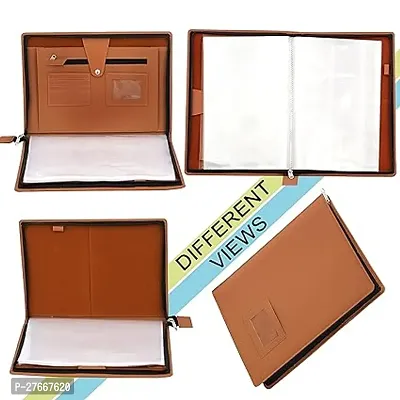 Bluedeal  A4 PU Leather Multipurpose Professional Files and Folders , Legal Size Documents Holder for Home, Office, School Document Bag Executive File Legal Size Documents 20 File Sleeve - Tan Brown-thumb3