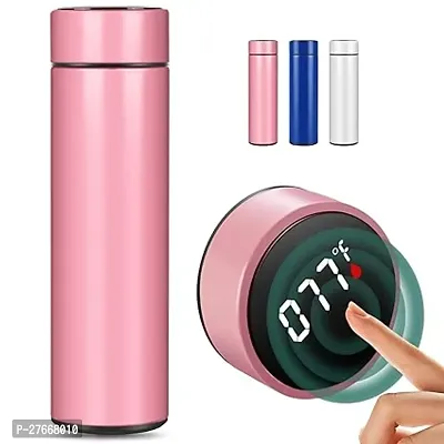 Bluedeal Insulated Water Bottles Smart Display Stainless Steel Water Bottles Homeware Stainless Steel Water Bottles For School/Office LCD Screen Bottle Travel Tea Coffee Vacuum Thermoses 500ml - Pink-thumb0