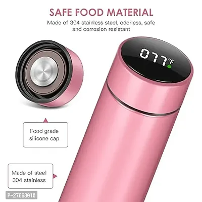 Bluedeal Insulated Water Bottles Smart Display Stainless Steel Water Bottles Homeware Stainless Steel Water Bottles For School/Office LCD Screen Bottle Travel Tea Coffee Vacuum Thermoses 500ml - Pink-thumb4