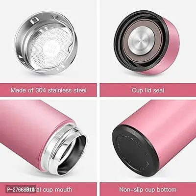 Bluedeal Insulated Water Bottles Smart Display Stainless Steel Water Bottles Homeware Stainless Steel Water Bottles For School/Office LCD Screen Bottle Travel Tea Coffee Vacuum Thermoses 500ml - Pink-thumb3