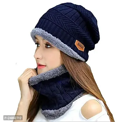 Winter Knit Neck Scarf and Warm Beanie Cap Hat Combo