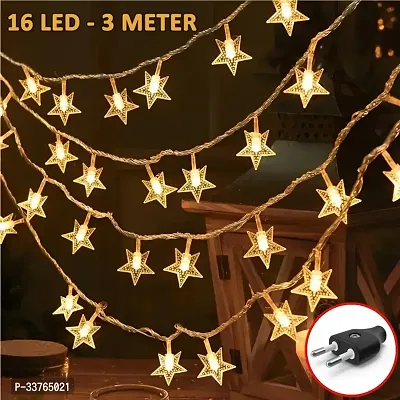 Decorative Star String LED Lights for Diwali Christmas Wedding - 3 Meter (1 pc, 15 Stars) Festive led Lights, Diwali Decorative Lights, led String Light-thumb0