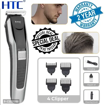 AZANIA  New H T C AT-538 Rechargeable Hair Beard Trimmer for Men 75 Minutes Run Time with T Shape Precision Stainless Steel Sharp Blade Beard Shaver Upto Length 0.5 to 7 mm, Black-thumb0