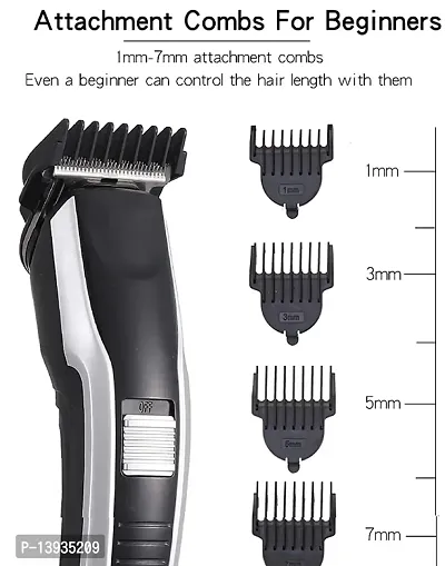 AZANIA  New H T C AT-538 Rechargeable Hair Beard Trimmer for Men 75 Minutes Run Time with T Shape Precision Stainless Steel Sharp Blade Beard Shaver Upto Length 0.5 to 7 mm, Black-thumb3